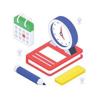 Class Timetable isometric Colored illustration vector