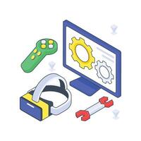 VR Automation isometric Colored illustration vector