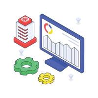 Data Processing isometric Colored illustration. vector