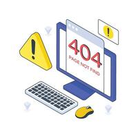 Error 404 isometric Colored illustration vector