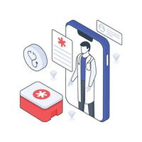 Digital Health Services isometric Colored illustration. EPS File stock illustration vector