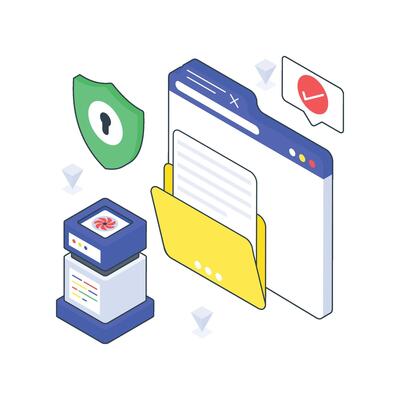 Data Protection isometric Colored illustration