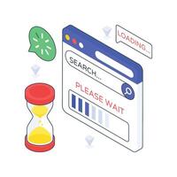 Very Slow Page Loading isometric Colored illustration vector
