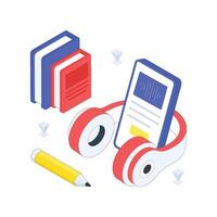 Online Audio Lecture isometric Colored illustration vector