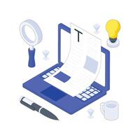 Online Assignment isometric Colored illustration vector