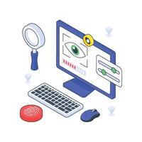 Retina Scan isometric Colored illustration vector