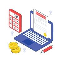 Tax Return isometric Colored illustration vector