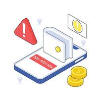 Empty Wallet isometric Colored illustration vector