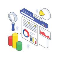 Analysis Chart isometric Colored illustration. vector