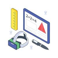 Learning Mathematics Using Ar isometric Colored illustration vector