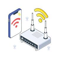 Wifi Router isometric Colored illustration vector