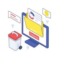 Permanently Delete Data isometric Colored illustration vector