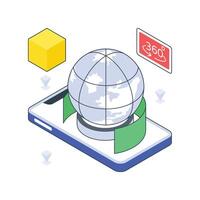 Global Rotation isometric Colored illustration vector