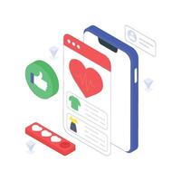 Digital Wishlist isometric Colored illustration. E vector
