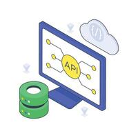 Api Code isometric Colored illustration vector