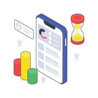 Application Analytics isometric Colored illustration. vector