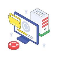 Data Loading isometric Colored illustration. vector
