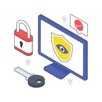 Secure Monitoring isometric Colored illustration. vector