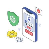 Secure Access isometric Colored illustration. vector
