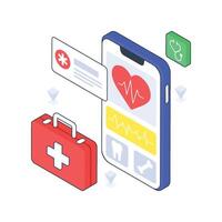 Medical App isometric Colored illustration. EPS File stock illustration vector