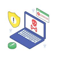 Hacking Error isometric Colored illustration. vector