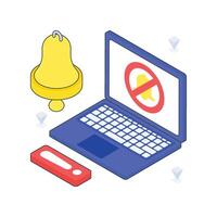 No Notifications isometric Colored illustration vector
