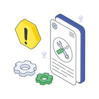 Technical Error isometric Colored illustration vector