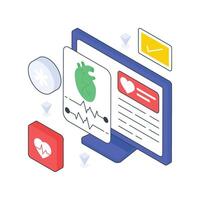 Ecg Report isometric Colored illustration. EPS File stock illustration vector