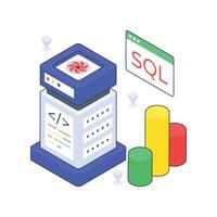 Cloud Computing data isometric Colored illustration. vector