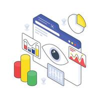 Data Visualization isometric Colored illustration. vector