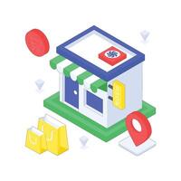 Shopping Store isometric Colored illustration. vector