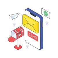 Message Sent isometric Colored illustration vector