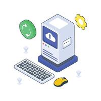 Computing isometric Colored illustration. vector