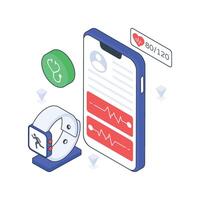 Health Monitoring App isometric Colored illustration EPS File stock illustration vector