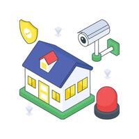 Home Security isometric Colored illustration vector
