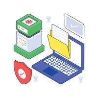 Data Security isometric Colored illustration. vector