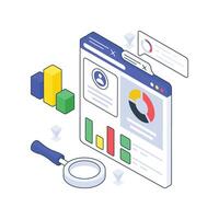 Accounts Monitoring Report isometric Colored illustration. vector