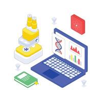 Online Science Class isometric Colored illustration vector