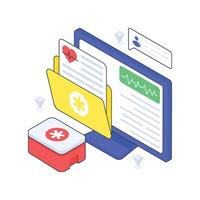 Medical Record Folder isometric Colored illustration. EPS File stock illustration vector