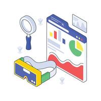 Business Analytics Using Metaverse isometric Colored illustration vector
