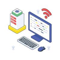 Smart Server isometric Colored illustration vector