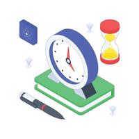 Study Time isometric Colored illustration vector