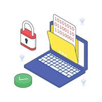 Data Encryption isometric Colored illustration. vector