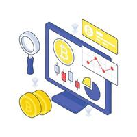 Crypto Analysis isometric Colored illustration. vector