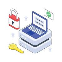 Database Security isometric Colored illustration. vector