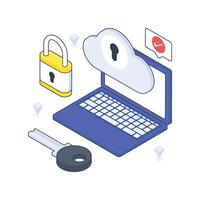Mobile Password Hacking isometric Colored illustration. vector