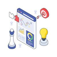Digital Strategy isometric Colored illustration vector