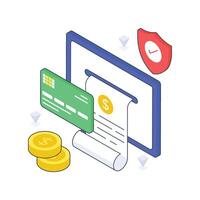 Secure Payment isometric Colored illustration. vector