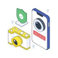 Need Camera Access isometric Colored illustration vector