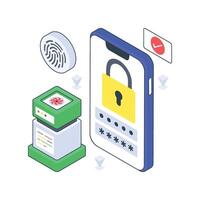 Server Password isometric Colored illustration. vector